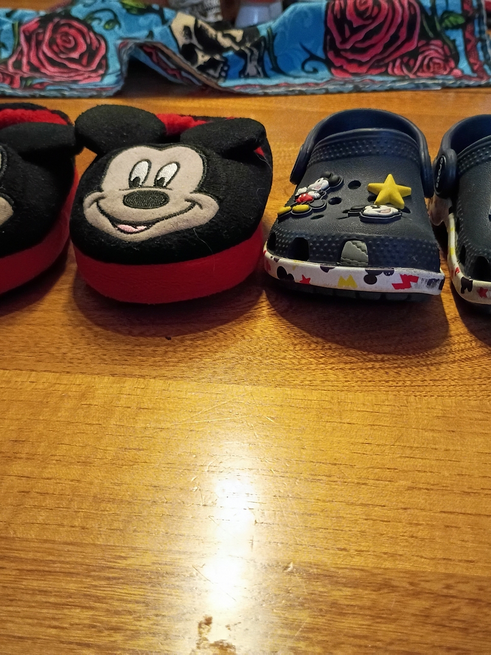 Toddler Disney Kids Mickey Slip-On Slippers and Crocs Set - Black, Red & Navy